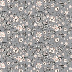 Elephant Mouse Flowers Dove Gray By Paysmage Fabric