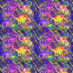 Psychedelic Plaid Dinos By Paysmage Fabric by PAYSMAGE