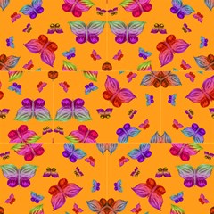 Jungle Butterflies On Orange By Paysmage Fabric