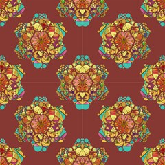 Hexagons Mandala Flower Chestnut Chocolate By Paysmage Fabric