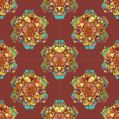 Hexagons Mandala Flower Chestnut Chocolate By Paysmage Fabric