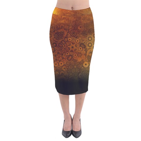 Velvet Midi Pencil Skirt 