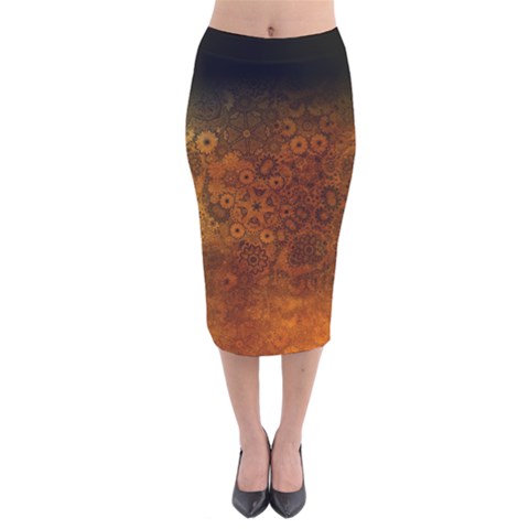 Velvet Midi Pencil Skirt 