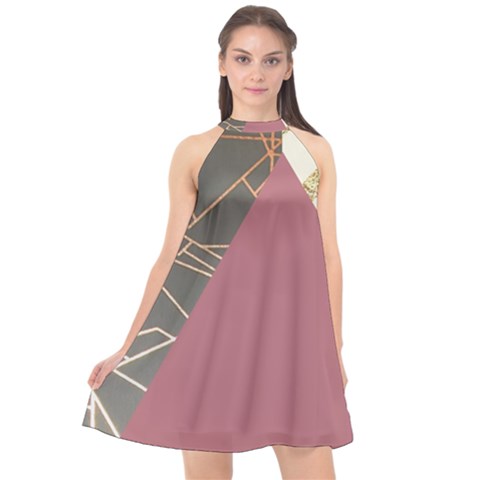 Halter Neckline Chiffon Dress  
