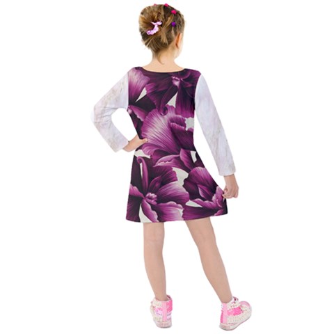 Kids  Long Sleeve Velvet Dress 