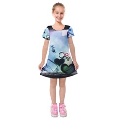 Kids  Short Sleeve Velvet Dress 