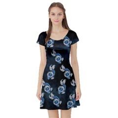 Poreon- water design - Short Sleeve Skater Dress