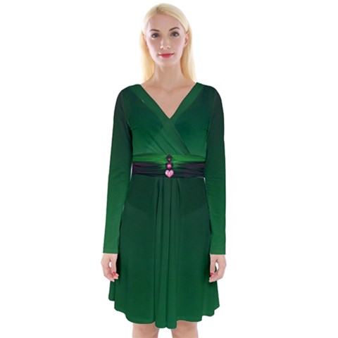 Long Sleeve Front Wrap Dress 