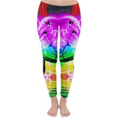 Neon butterfly cute winter leggins - Classic Winter Leggings