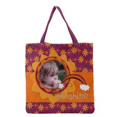 Sunshine Rainbow Flowers- Grocery Tote Bag