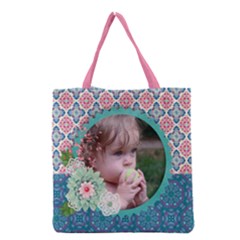 Mandala - Boho - flowers - Grocery Tote Bag