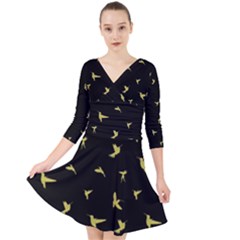 Quarter Sleeve Front Wrap Dress