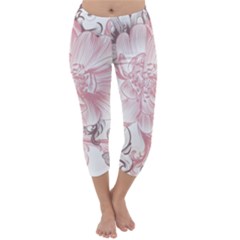 Flower Print Capri Winter Leggings  by jmcdesigns