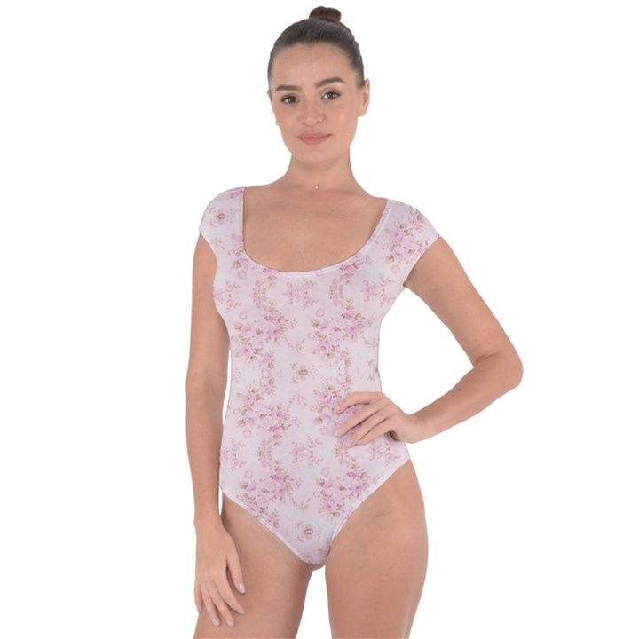 Small Flower Print Short Sleeve Leotard 