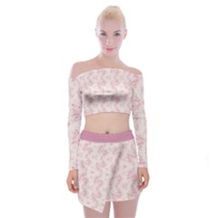 Small Flower Print Off Shoulder Top With Mini Skirt Set by jmcdesigns