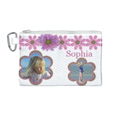 A Pink daisy Canvas Cosmetic Bag (Medium)