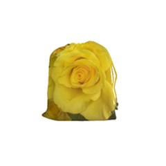 Yellow Rose Drawstring Pouch (small) by glendatartist