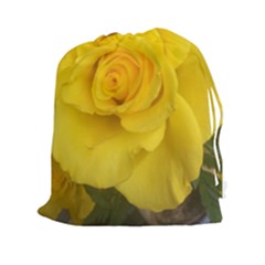 Yellow Rose Drawstring Pouch (xxl) by glendatartist