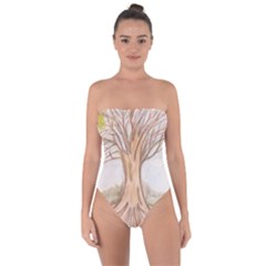 Roots Tie Back One Piece Swimsuit by glendatartist