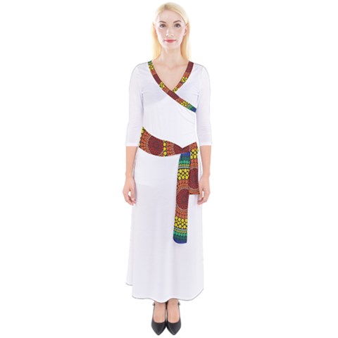 Quarter Sleeve Wrap Maxi Dress 