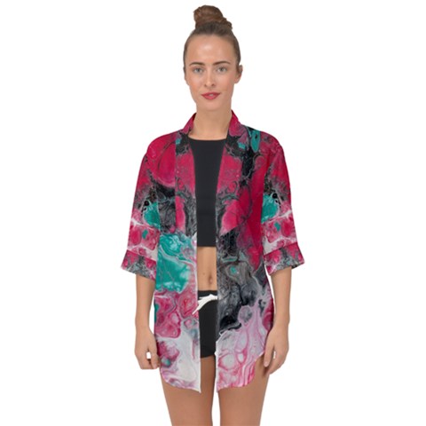 Open Front Chiffon Kimono 