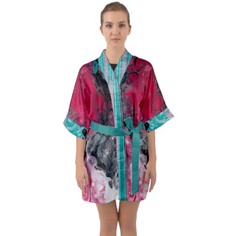 Half Sleeve Satin Kimono  