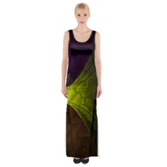 Aubergine Meets Avocado & Cinnamon - Thigh Split Maxi Dress