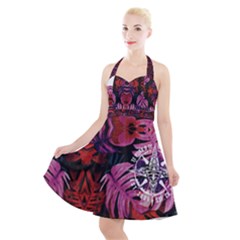 tropical test - Halter Party Swing Dress 