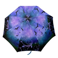 Blue Bird Swirl Umbrella - Folding Umbrella