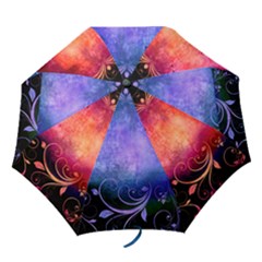 Blue and Pink Swirl Umbrella - Folding Umbrella