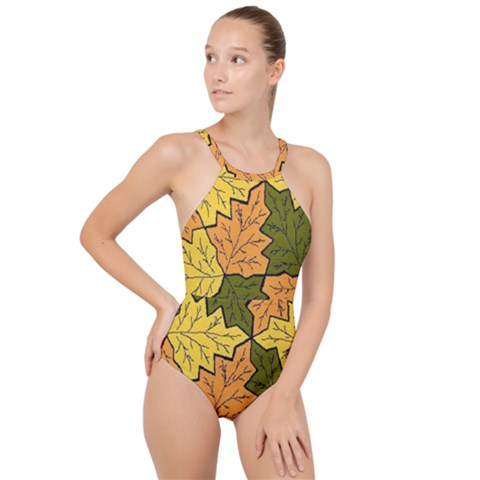 High Neck One Piece Swimsuit 