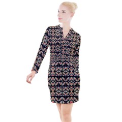 Button Long Sleeve Dress