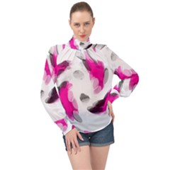 High Neck Long Sleeve Chiffon Top