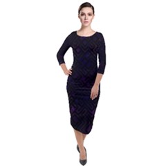 Quarter Sleeve Midi Velour Bodycon Dress