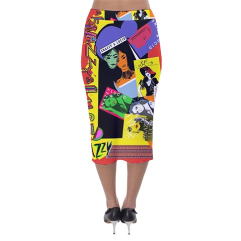 Velvet Midi Pencil Skirt 