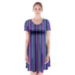 Striped Flare Dress - Short Sleeve V-neck Flare Dress
