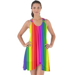 Rainbow Stripes LGBT Flag dress - Show Some Back Chiffon Dress