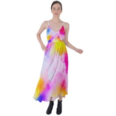 Colourful abstract painting dress - Tie Back Maxi Dress