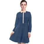 Navy & Blush Dress - Long Sleeve Chiffon Shirt Dress
