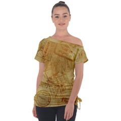 Off Shoulder Tie-Up T-Shirt