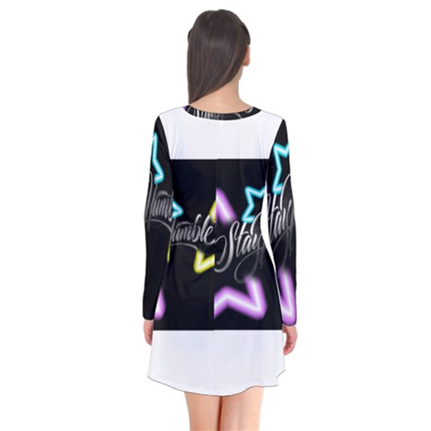 Long Sleeve V-neck Flare Dress 