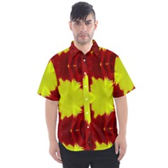 Red Yellow Chysanthemum Pattern Number 2 - Men s Short Sleeve Shirt