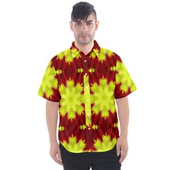 Red Yellow Chysanthemum Pattern Number 6 - Men s Short Sleeve Shirt