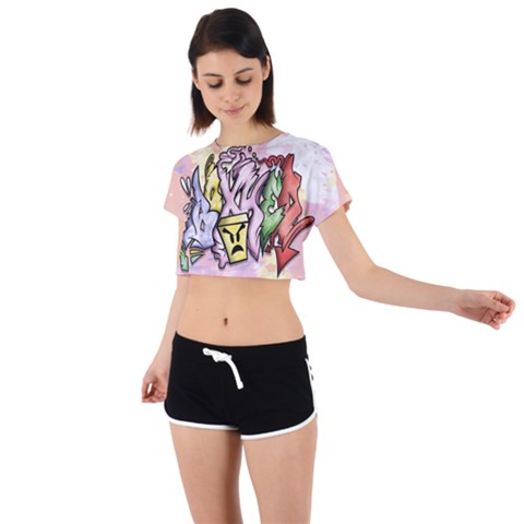 Tie Back Short Sleeve Crop T-Shirt 