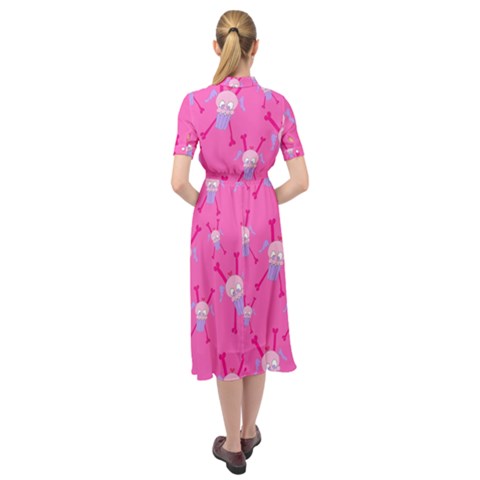 Keyhole Neckline Chiffon Dress 