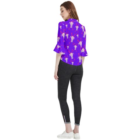 Loose Horn Sleeve Chiffon Blouse 