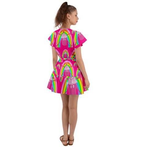 Flutter Sleeve Wrap Dress 