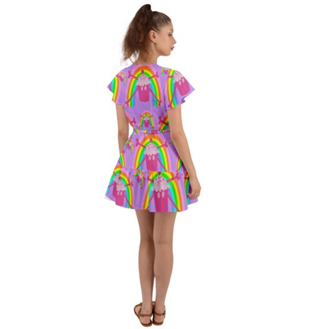 Flutter Sleeve Wrap Dress 