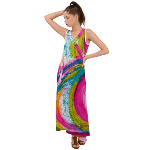 V-Neck Chiffon Maxi Dress 