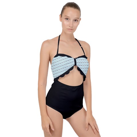 Scallop Top Cut Out Swimsuit 